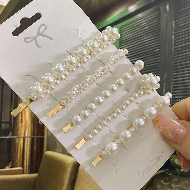1 Set Geometric Flower Pearl Hair Clips for Women Acrylic Barrettes Hairgrips Hair Accessories Girls Jewelry Fashion Hair Pins