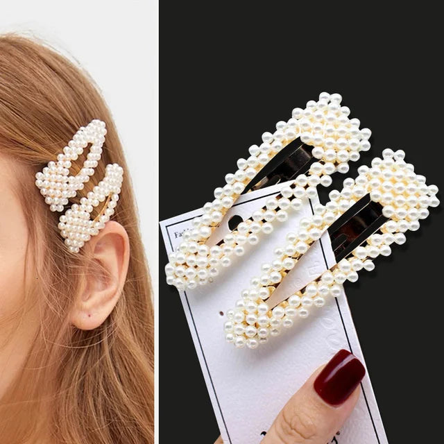 1 Set Geometric Flower Pearl Hair Clips for Women Acrylic Barrettes Hairgrips Hair Accessories Girls Jewelry Fashion Hair Pins