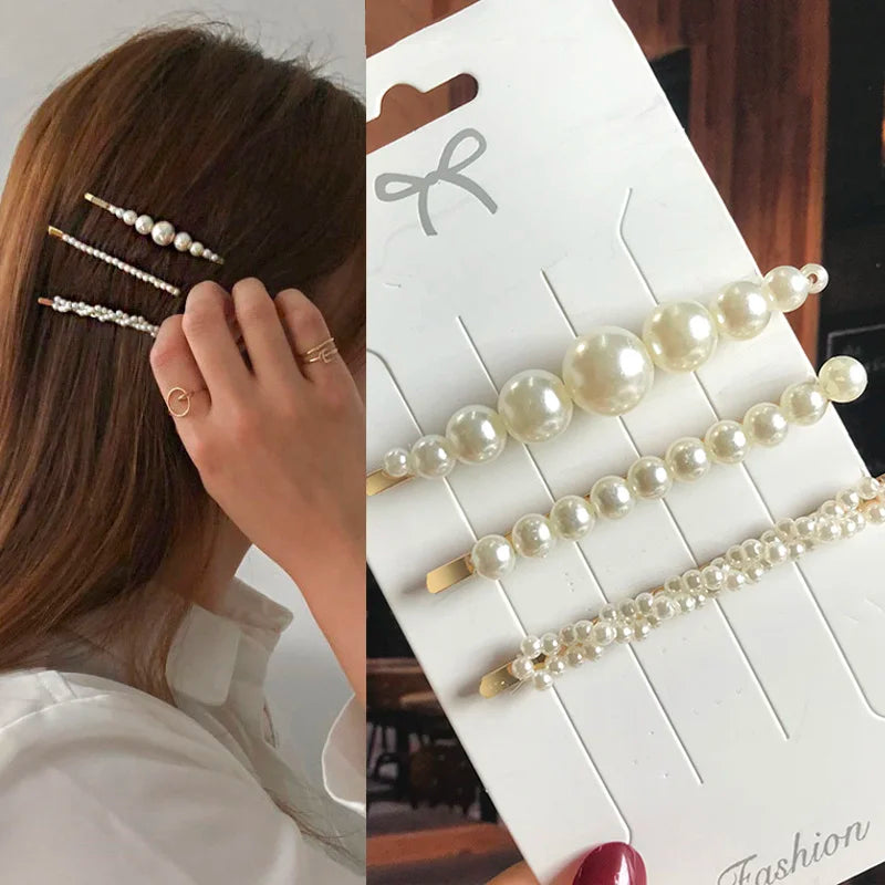 1 Set Geometric Flower Pearl Hair Clips for Women Acrylic Barrettes Hairgrips Hair Accessories Girls Jewelry Fashion Hair Pins