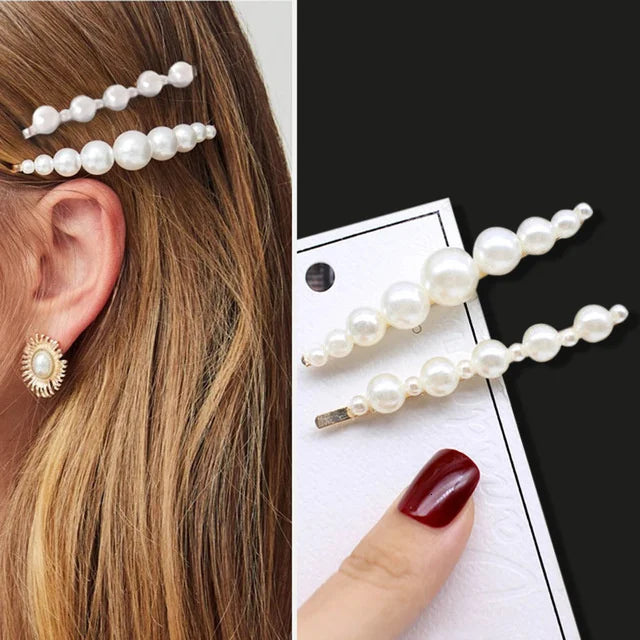 1 Set Geometric Flower Pearl Hair Clips for Women Acrylic Barrettes Hairgrips Hair Accessories Girls Jewelry Fashion Hair Pins