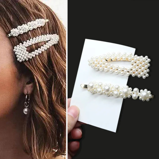 1 Set Geometric Flower Pearl Hair Clips for Women Acrylic Barrettes Hairgrips Hair Accessories Girls Jewelry Fashion Hair Pins