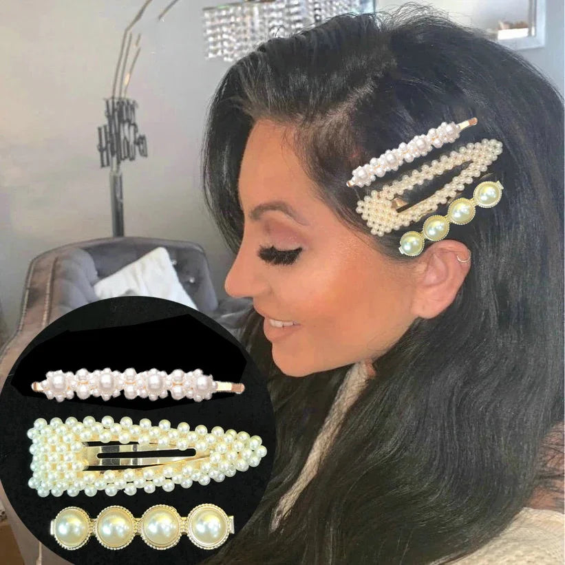 1 Set Geometric Flower Pearl Hair Clips for Women Acrylic Barrettes Hairgrips Hair Accessories Girls Jewelry Fashion Hair Pins
