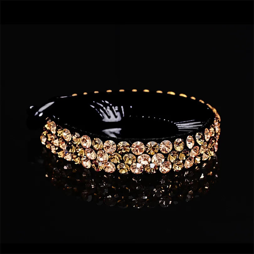 Barrettes à cheveux en forme de banane pour queue de cheval, motif floral et strass, pour femmes et filles, tendance