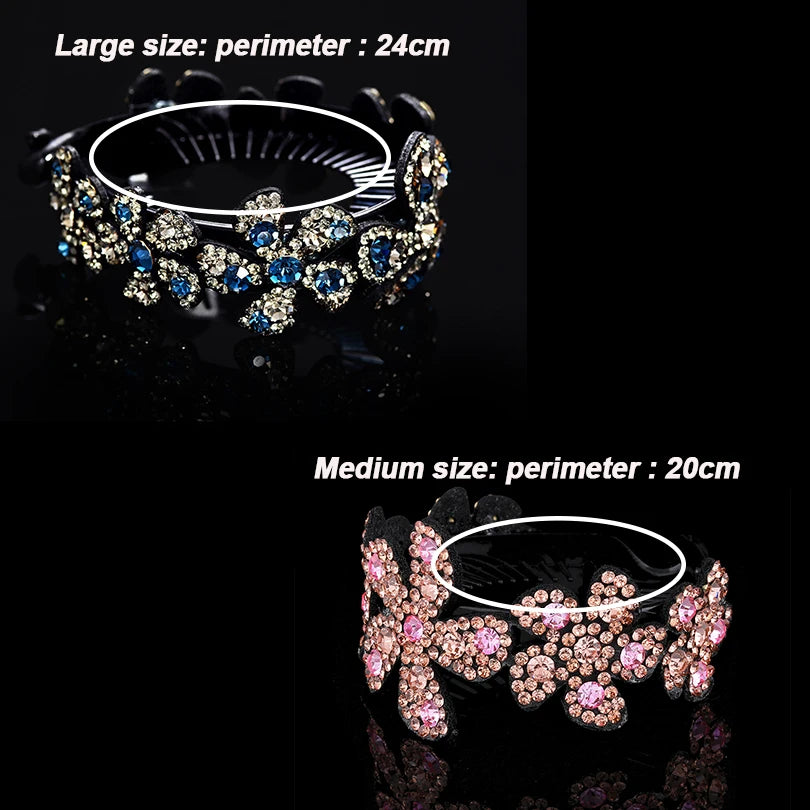 Barrettes à cheveux en forme de banane pour queue de cheval, motif floral et strass, pour femmes et filles, tendance