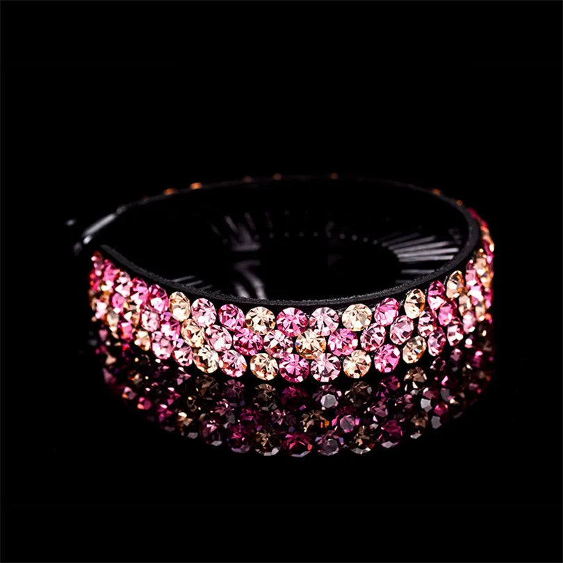Barrettes à cheveux en forme de banane pour queue de cheval, motif floral et strass, pour femmes et filles, tendance