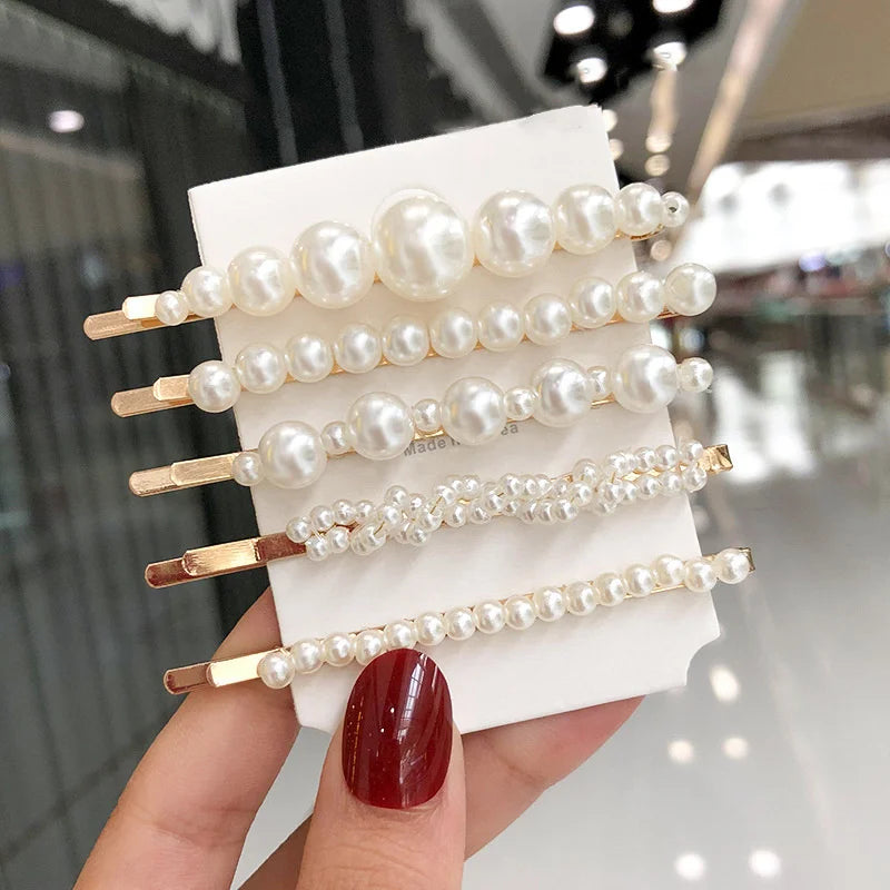 1 Set Geometric Flower Pearl Hair Clips for Women Acrylic Barrettes Hairgrips Hair Accessories Girls Jewelry Fashion Hair Pins