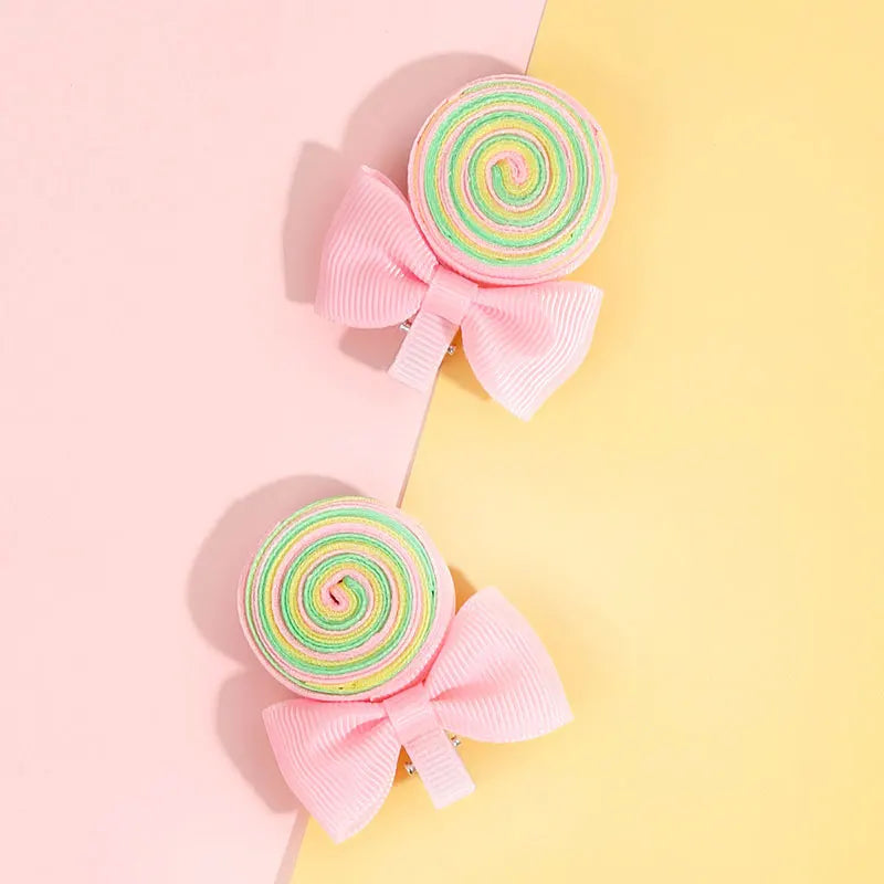 Nouvelles pinces à cheveux en forme de sucette, barrettes arc-en-ciel en forme de bonbon, épingles à cheveux pour bébés filles, couvre-chefs faits à la main, accessoires pour cheveux