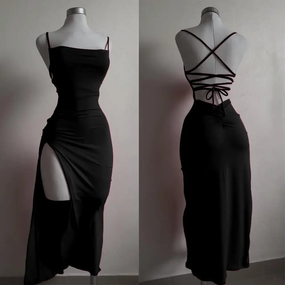 2024 explosive new dress summer high sensitivity halter strap Spice Girl bag hip dress