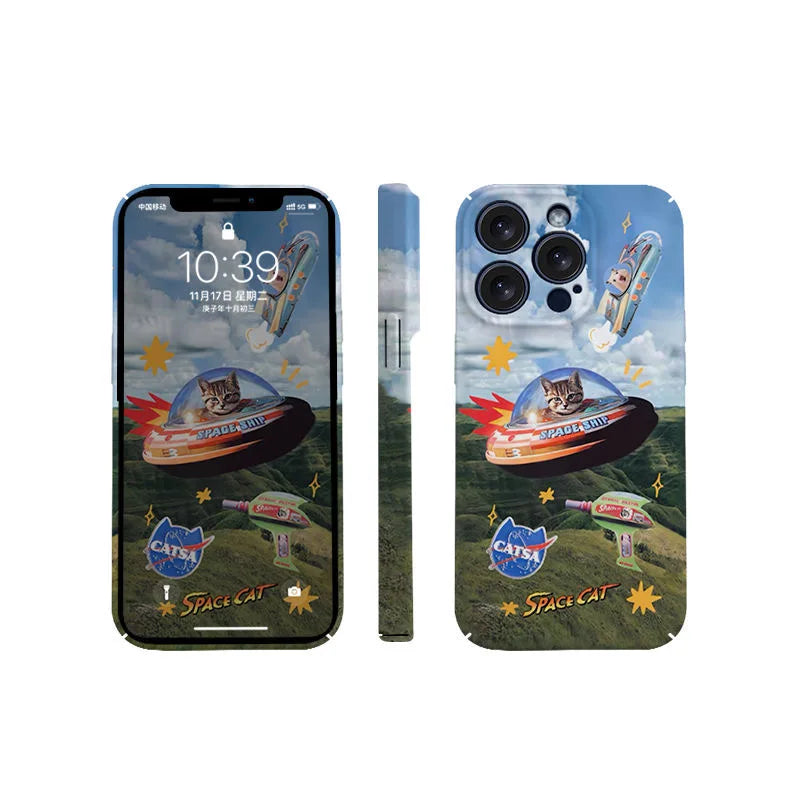 Ins Space Cat Blue Sky Magnetic Case for IPHONE 16 15PRO MAX 14 13 PRO 13 PRO MAX 15 15PLUS 12 Acrylic Hard Mobile Phone Cases