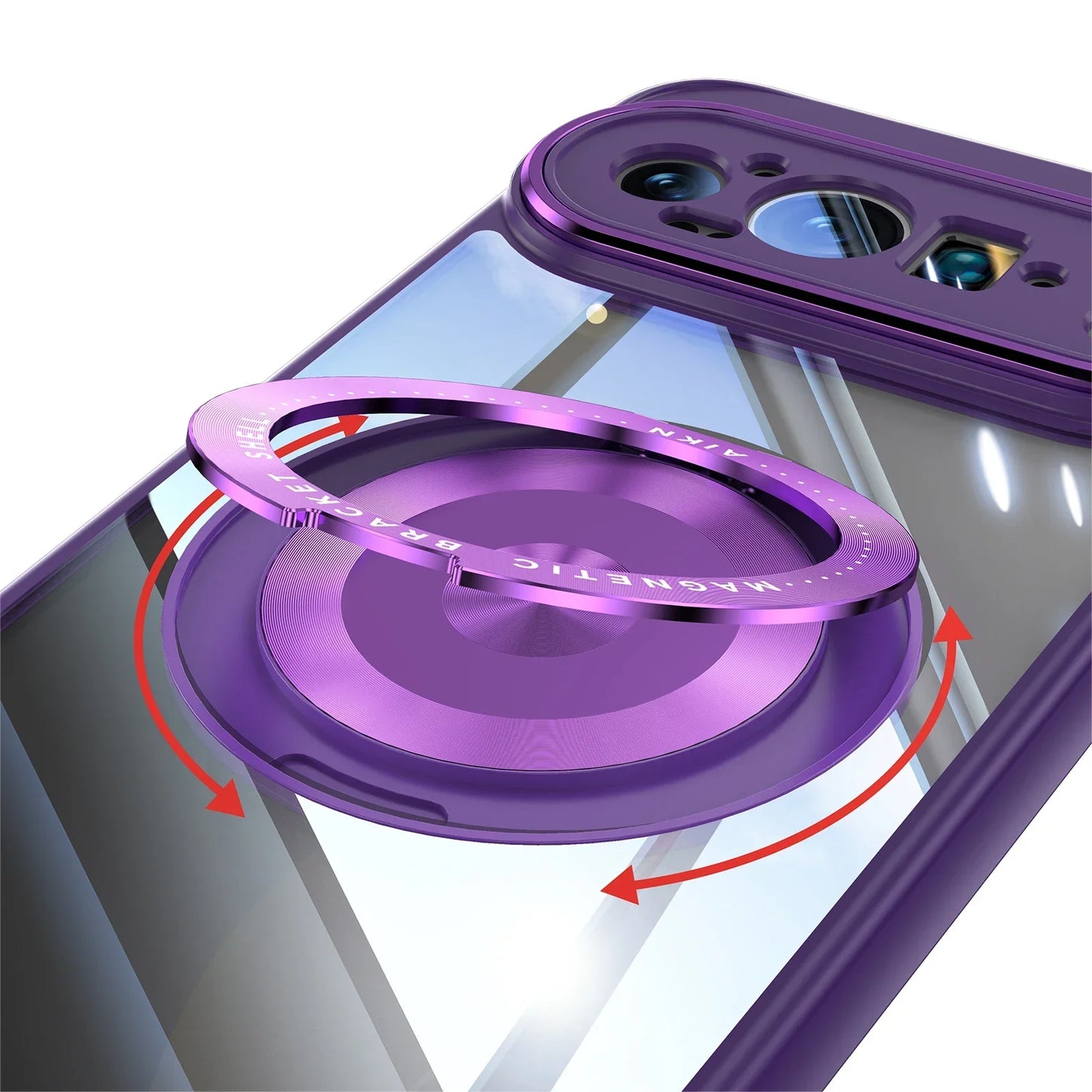 Transparent Acrylic Phone Case for Google Pixel 9 Pro XL 8 A Pro with Magnetic Bracket TPU Shockproof Camera Protection Cover