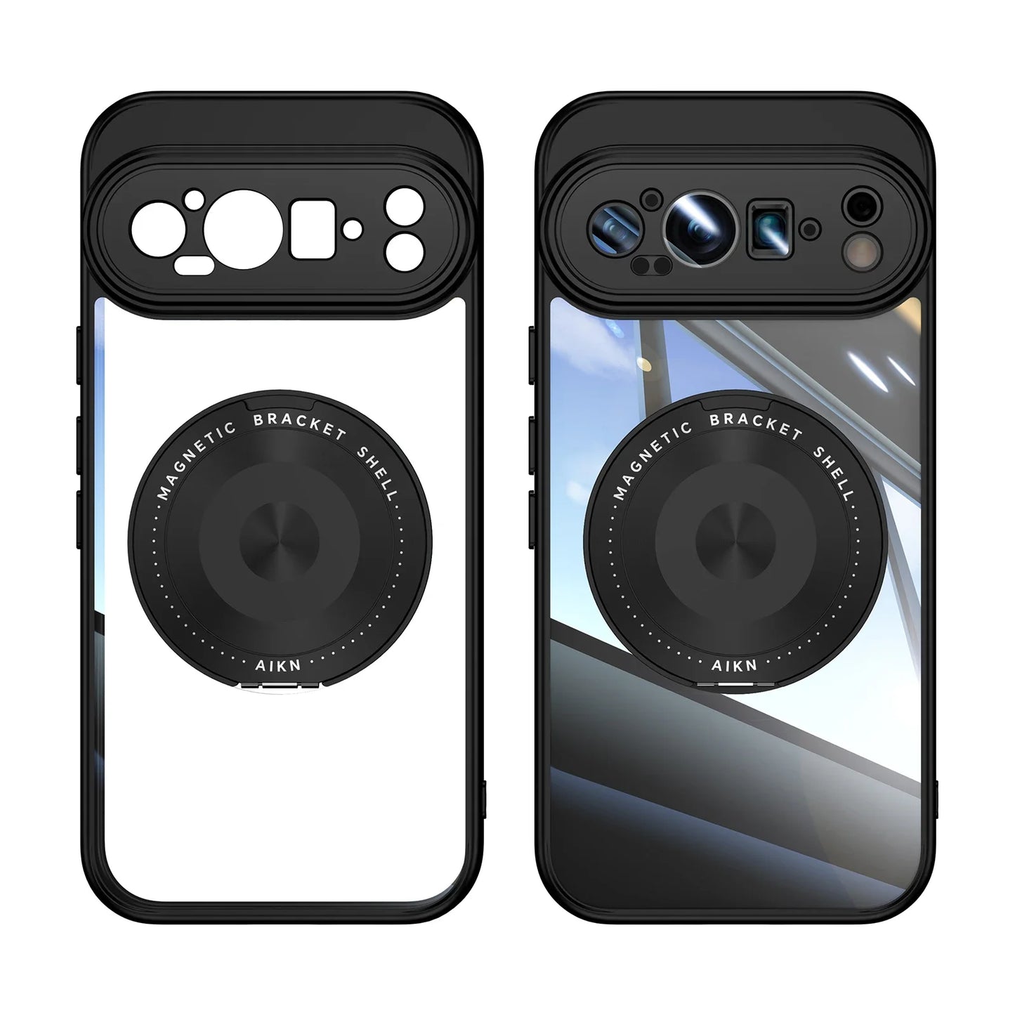 Transparent Acrylic Phone Case for Google Pixel 9 Pro XL 8 A Pro with Magnetic Bracket TPU Shockproof Camera Protection Cover