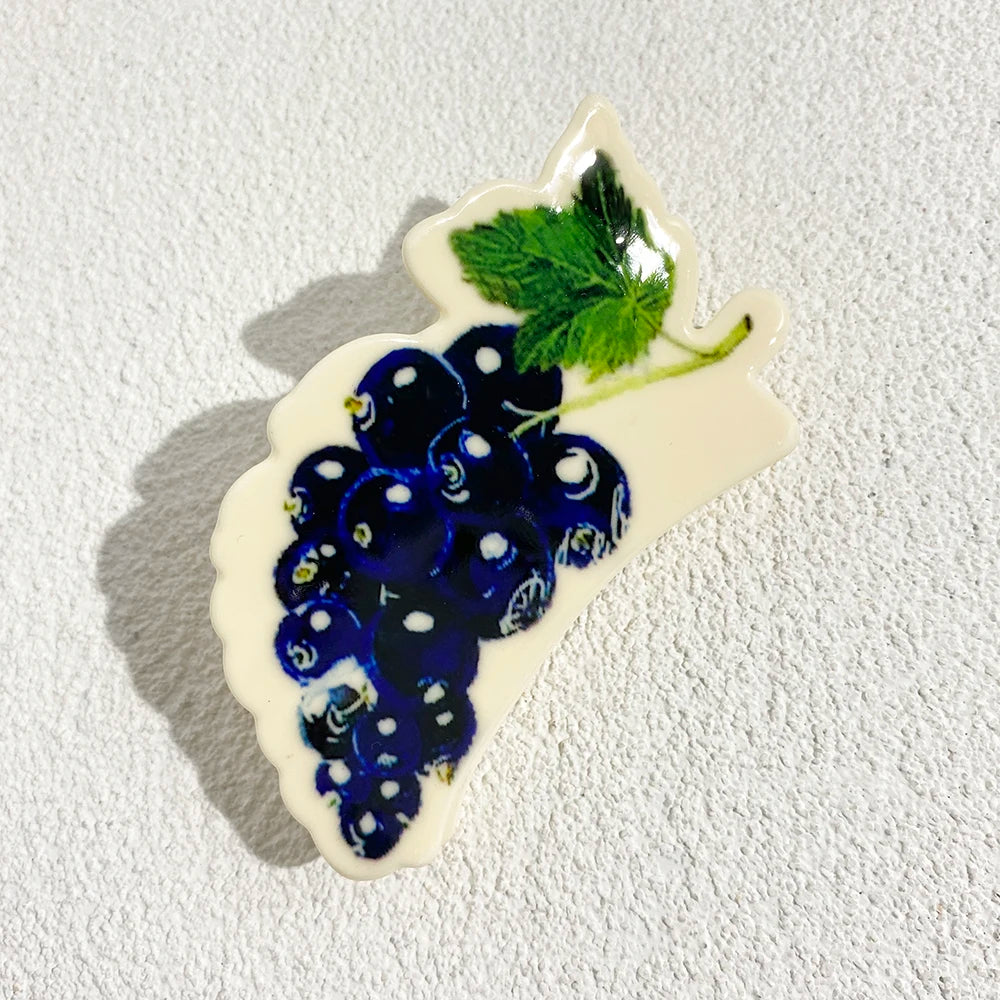 Pince à cheveux en plastique pour femme, motif géométrique irrégulier, cerise, ananas, chat, imprimé, fruits, accessoires de fête