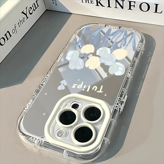 Tulip Star Mirror Phone Case For iPhone 16 15 14 13 12 11 Pro Max XR XS MAX 7 8 PLUS MINI Y2K Shockproof Bumper Cover