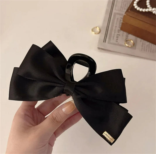 New Large Black Fabric Bow Grab Hair Clips Women's New Korean Style Hairpin Fashion Shark Cawl Clips Girls Hair Accessories