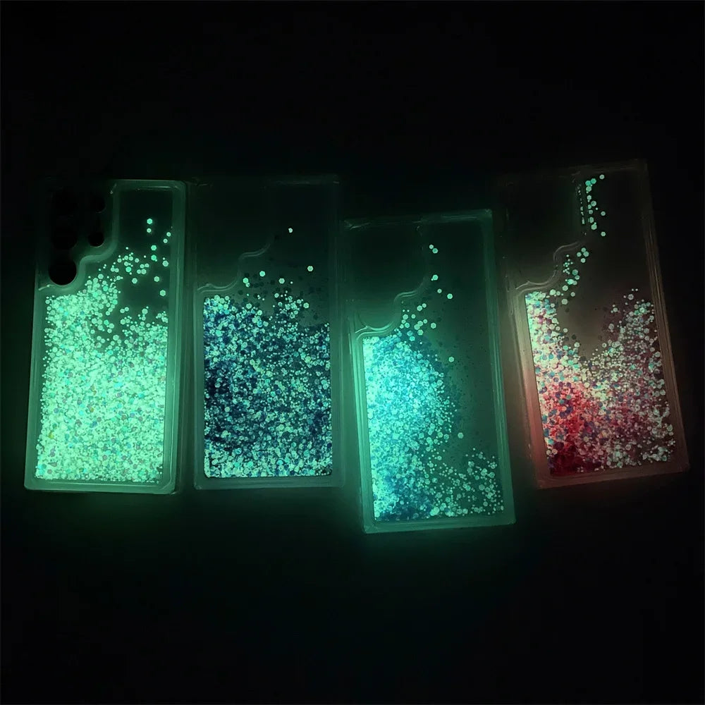 Bling Glitter Noctilucent Case for Samsung S20 S21 FE S22 S23 Note20 Ultra Note10 Plus A72 A73 A52 A14 TPU Soft Quicksand Cover