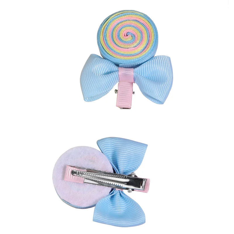 Nouvelles pinces à cheveux en forme de sucette, barrettes arc-en-ciel en forme de bonbon, épingles à cheveux pour bébés filles, couvre-chefs faits à la main, accessoires pour cheveux
