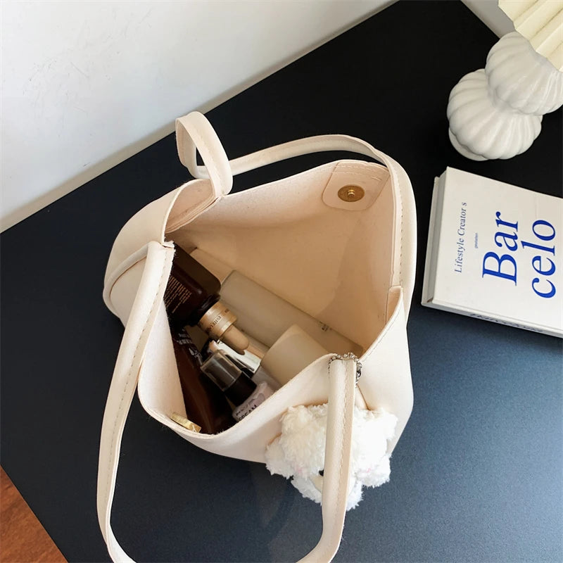 Summer PU Leather Women Shoulder Underarm Bags Totes Pure Color Casual Small Top-Handle Bags Handbags Purse Ladies Shoulder Bag