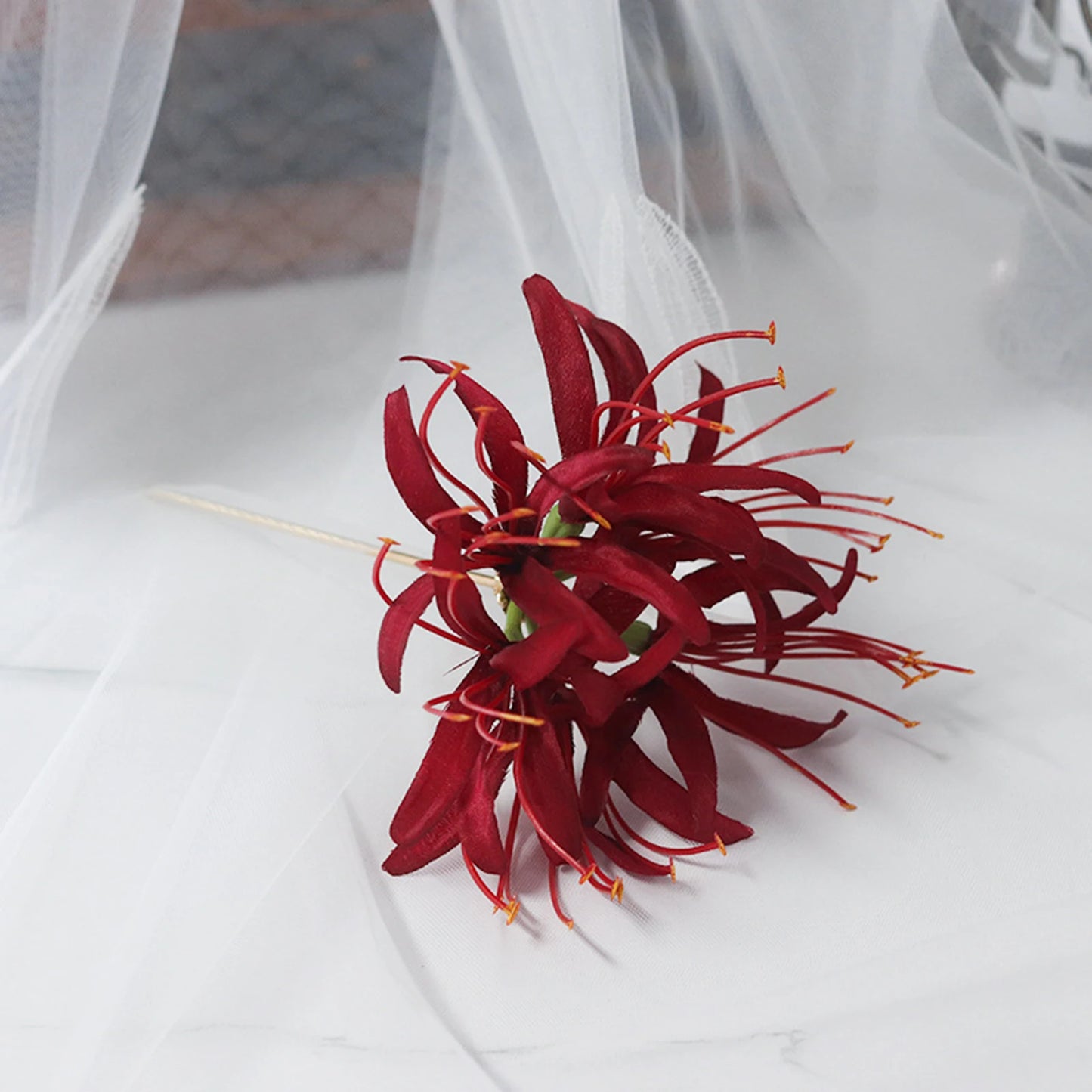 Chinese Hanfu Hair Accessories Red Flower Long Tassels Hair Clip Hairpins Barrettes Vintage Dress Accessories Headwear Jewelry