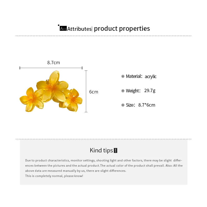 Dopamine Sunflower Shark Clip Sweet Gradient Flower Grab Clip Ponytail Braid Hair Clip for Girls Beach Vacation Hairstyles