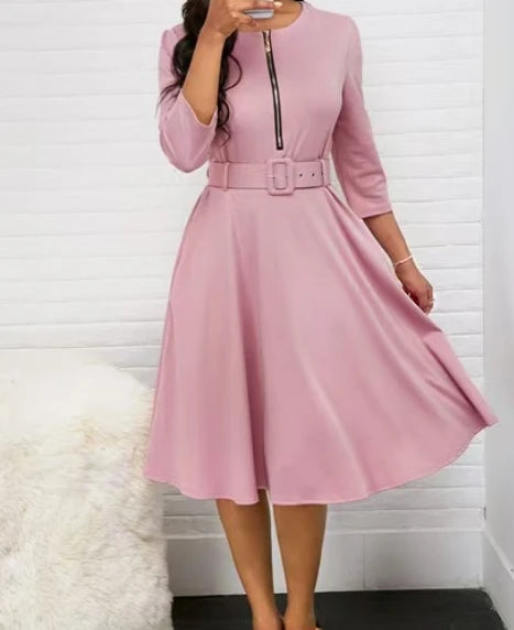Bodycon Dress Woman Streetwear 2023 Autumn and Winter Elegant Zippered Medium with Waistband Long Sleeved Printed Dresses Y2k