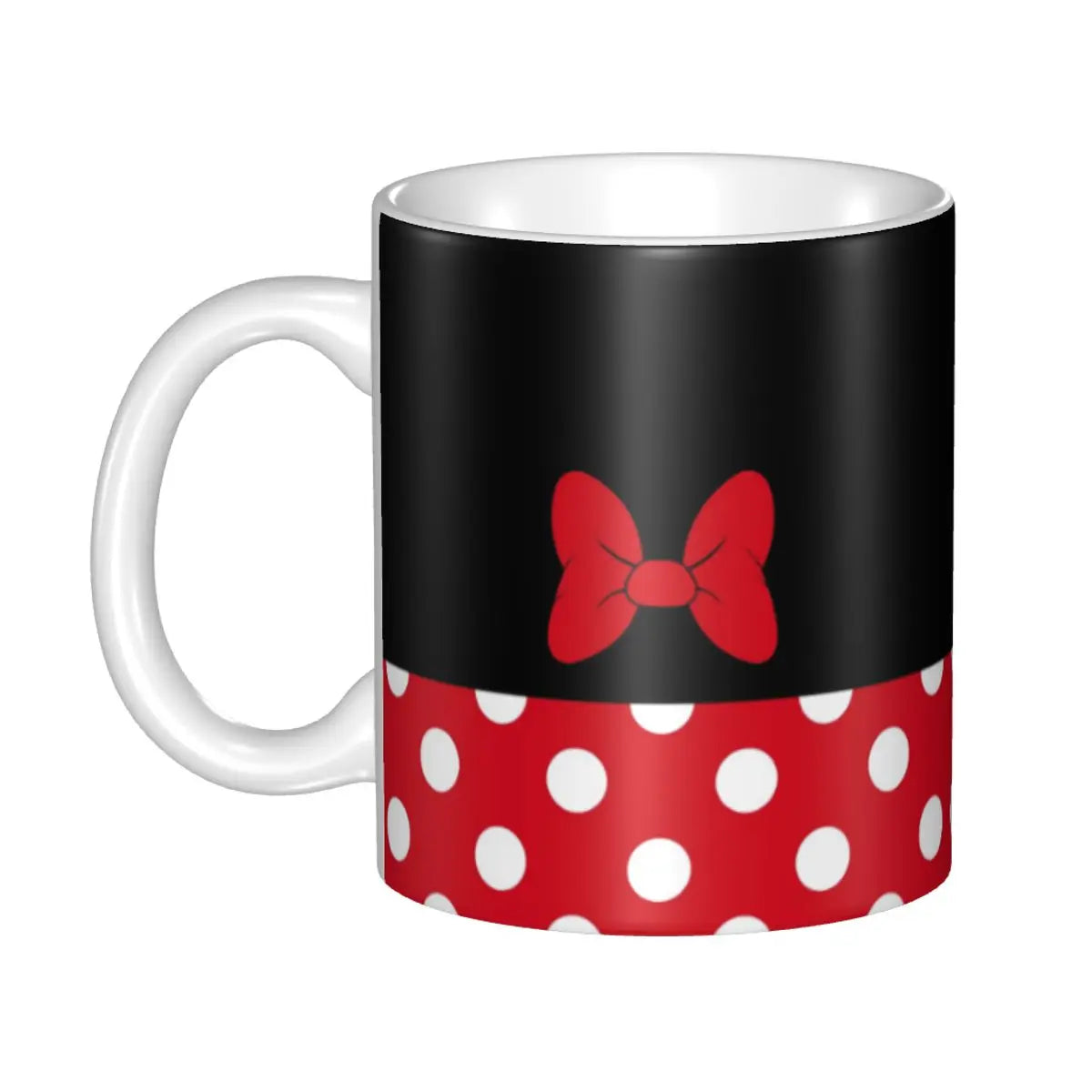 Cartoon Minnie Red Pink Coffee Mugs DIY Custom Polka Dot Bow Mouse Ceramic Mug Cup Creative Present