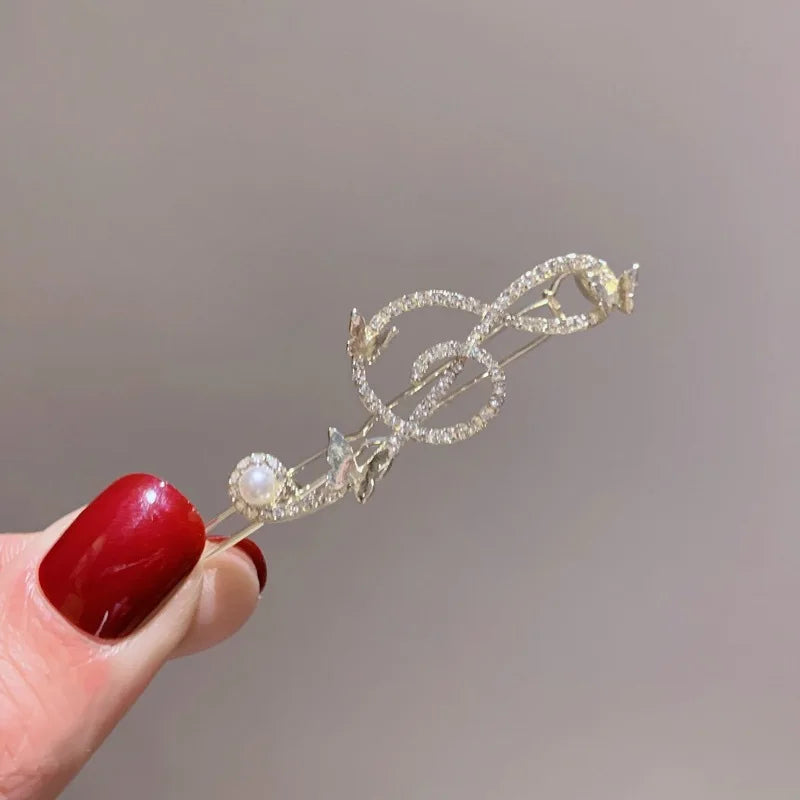 Elegant Musical Note Hair Clip Butterfly Head Piece Hair Accessories Girls Pearl Side Clip Korean Fashion Barrettes