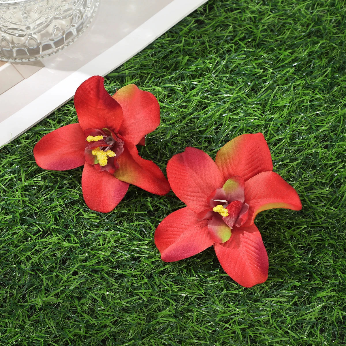 AWAYTR Cattleya Flowers Hairpin Artificial Floral Hair Clips Valentine Headwear Girl Hair Accessories Mother's Day Gift