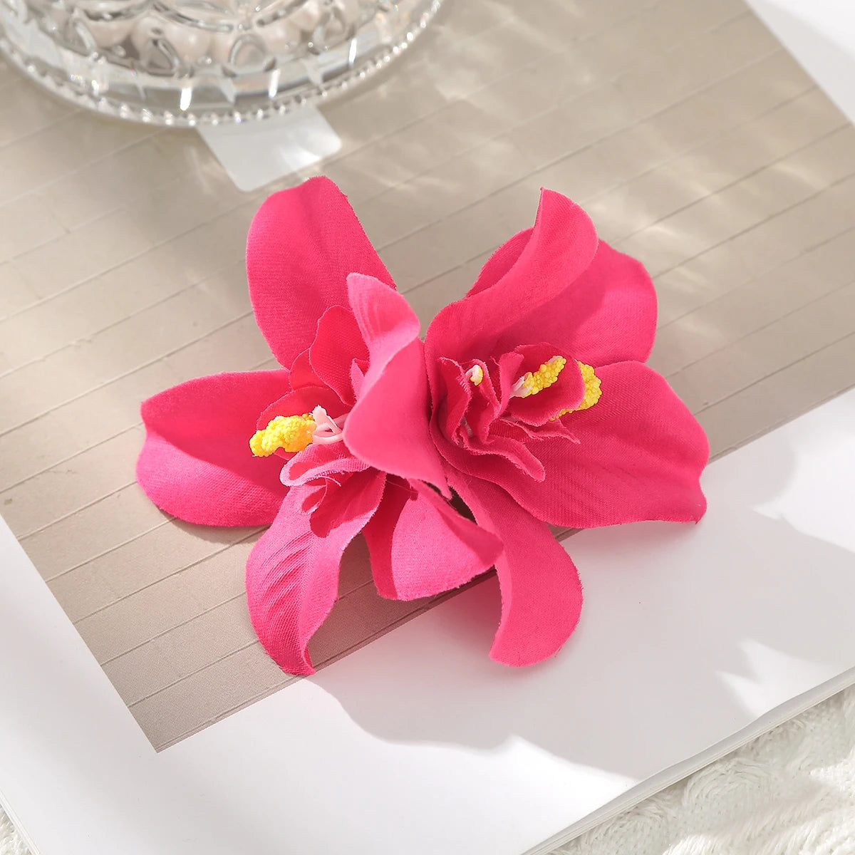 AWAYTR Cattleya Flowers Hairpin Artificial Floral Hair Clips Valentine Headwear Girl Hair Accessories Mother's Day Gift