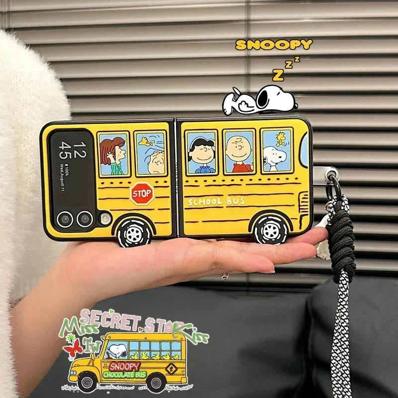 3D Cute Cartoon Peanuts Snoopy Charlie Brown Phone Case For Samsung Galaxy Z Flip 5 Soft Silicone Back Cover For Z Flip 3 4
