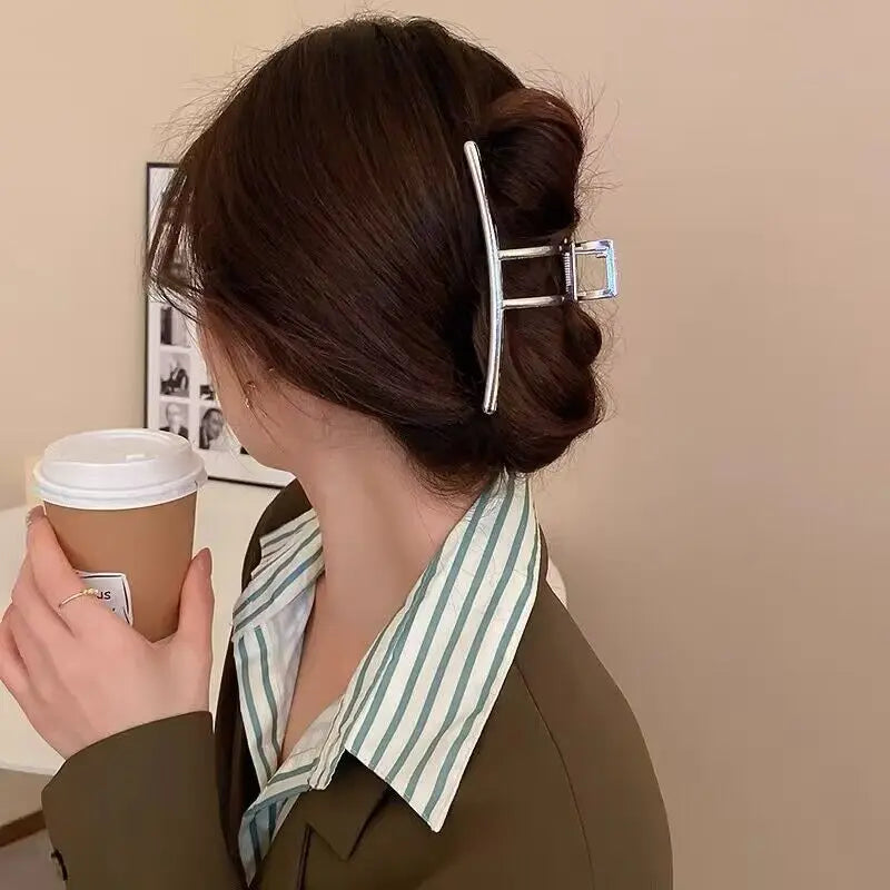 New Women Elegant Geometric Bow Hair Claws Vintage Simple Hair Clip Grab Large Metal Hairpins Barrettes Fashion Hair Accessories