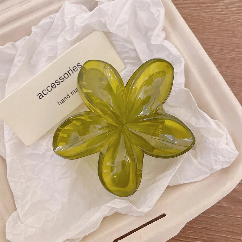 Korean Hawaiian Gradient Flower Hair Claw Clip For Women Girl Fashion Plastic Non Slip Hold Hairpin Barrette Hair Accessories