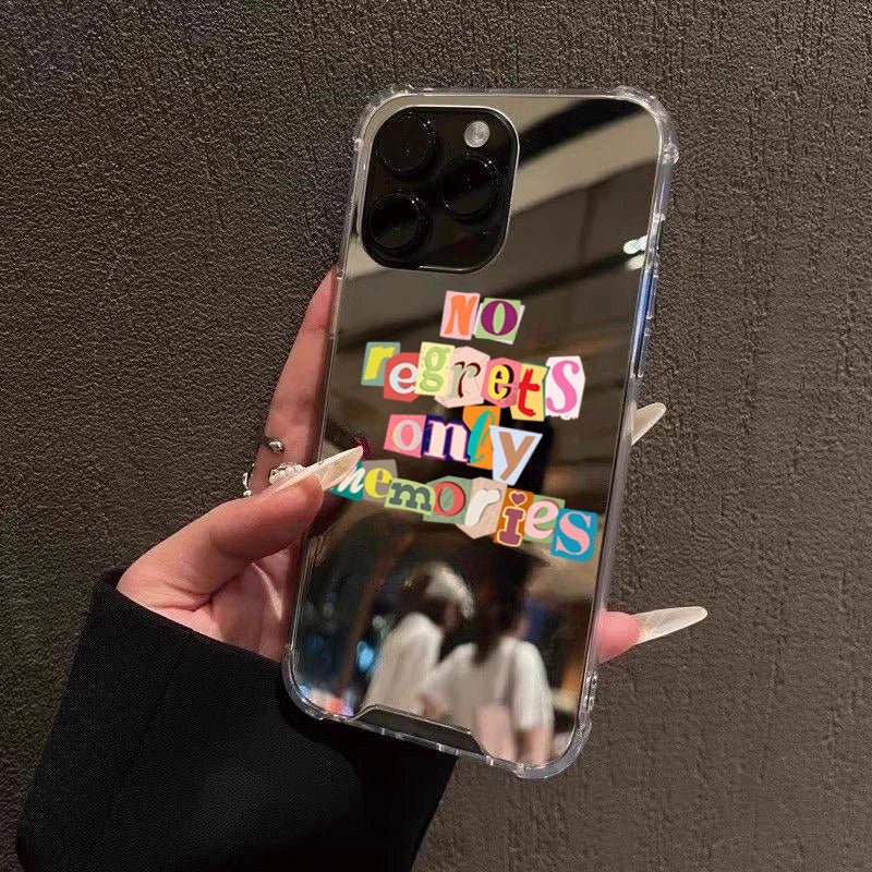 Graffiti Writing Characters Mirror Acrylic Phone Case For iPhone 16 11 12 13 14 15 Pro Max XS X XR 7 8 Plus SE2 Shockproof Cover