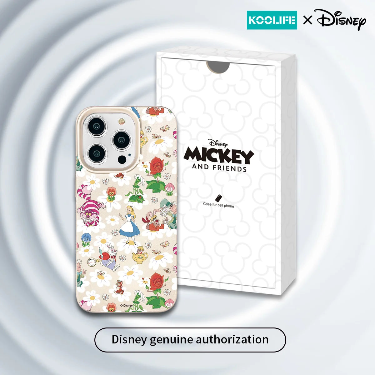 Koolife Alice in Wonderland - Daisy Disney Genuine Authorized Mobile Phone Protective Case for iPhone 11 12 13 14 15 16 Pro Max