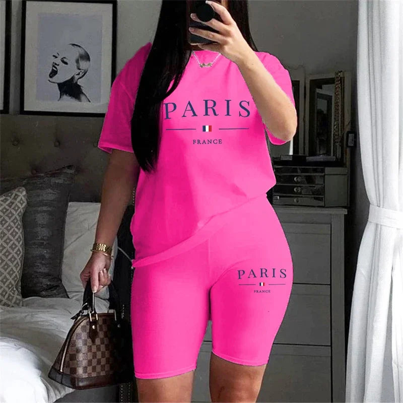 Women's Tracksuit Casual Two Piece Set for Short Sleeve Daily Summer Woman Clothing Shorts T-Shirts O-Neck Matching Sets Womens