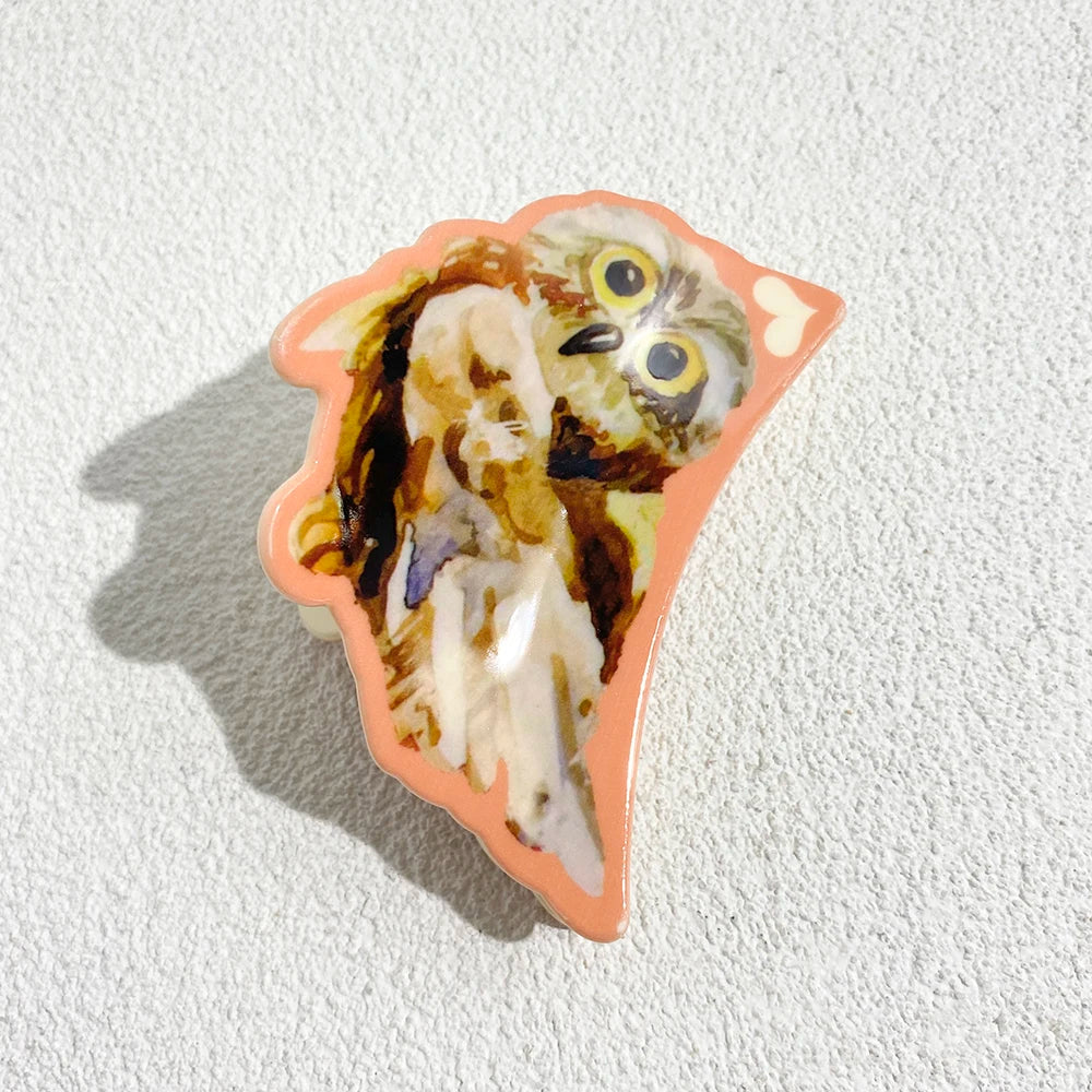 Pince à cheveux en plastique pour femme, motif géométrique irrégulier, cerise, ananas, chat, imprimé, fruits, accessoires de fête