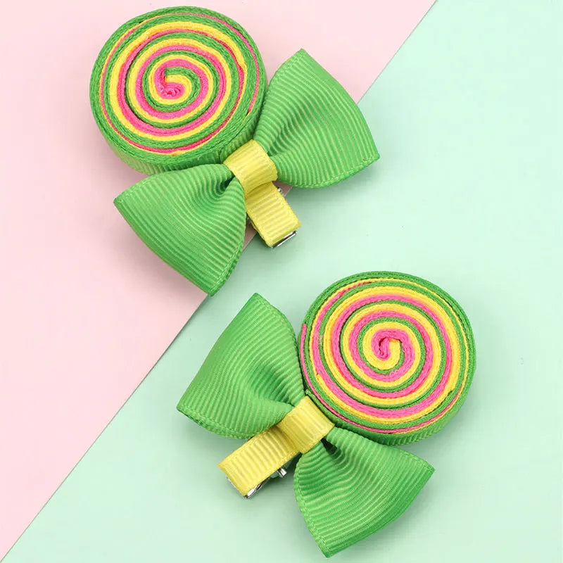 Nouvelles pinces à cheveux en forme de sucette, barrettes arc-en-ciel en forme de bonbon, épingles à cheveux pour bébés filles, couvre-chefs faits à la main, accessoires pour cheveux