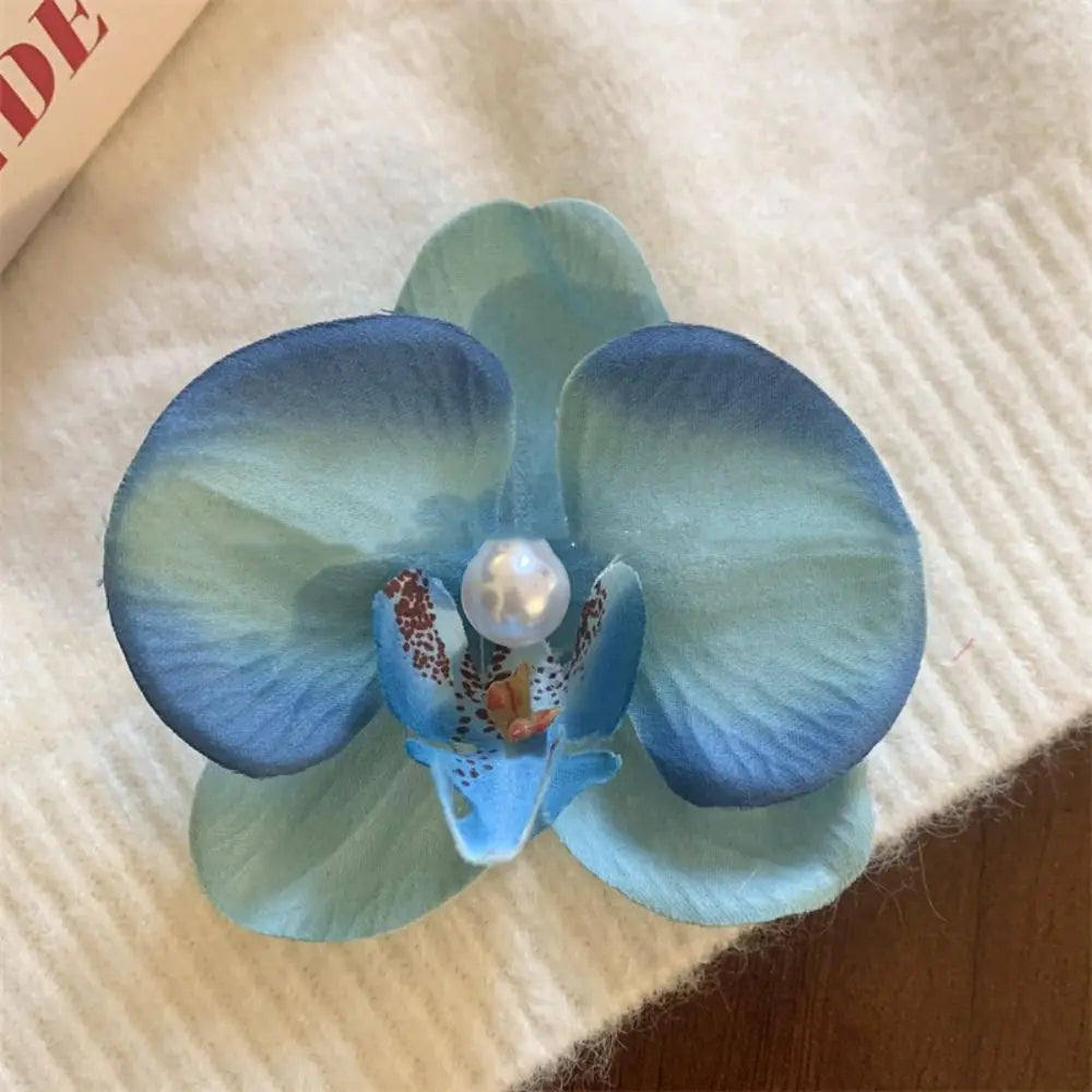 Pince à cheveux en forme de fleur d'orchidée rose, ornement pour cheveux, accessoires pour cheveux, barrettes bohèmes, barrettes latérales, coiffe, épingle à cheveux en forme d'orchidée