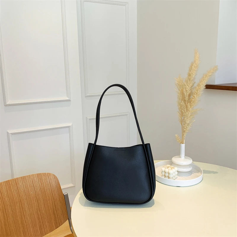 Summer PU Leather Women Shoulder Underarm Bags Totes Pure Color Casual Small Top-Handle Bags Handbags Purse Ladies Shoulder Bag