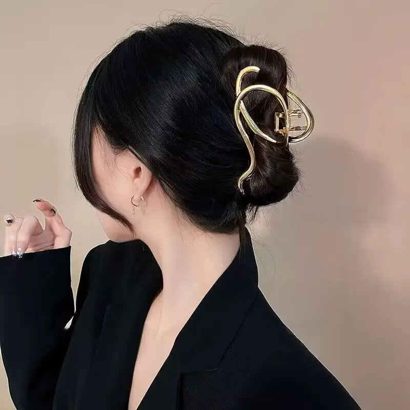 New Women Elegant Geometric Bow Hair Claws Vintage Simple Hair Clip Grab Large Metal Hairpins Barrettes Fashion Hair Accessories