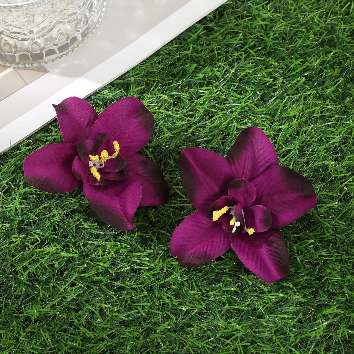 AWAYTR Cattleya Flowers Hairpin Artificial Floral Hair Clips Valentine Headwear Girl Hair Accessories Mother's Day Gift