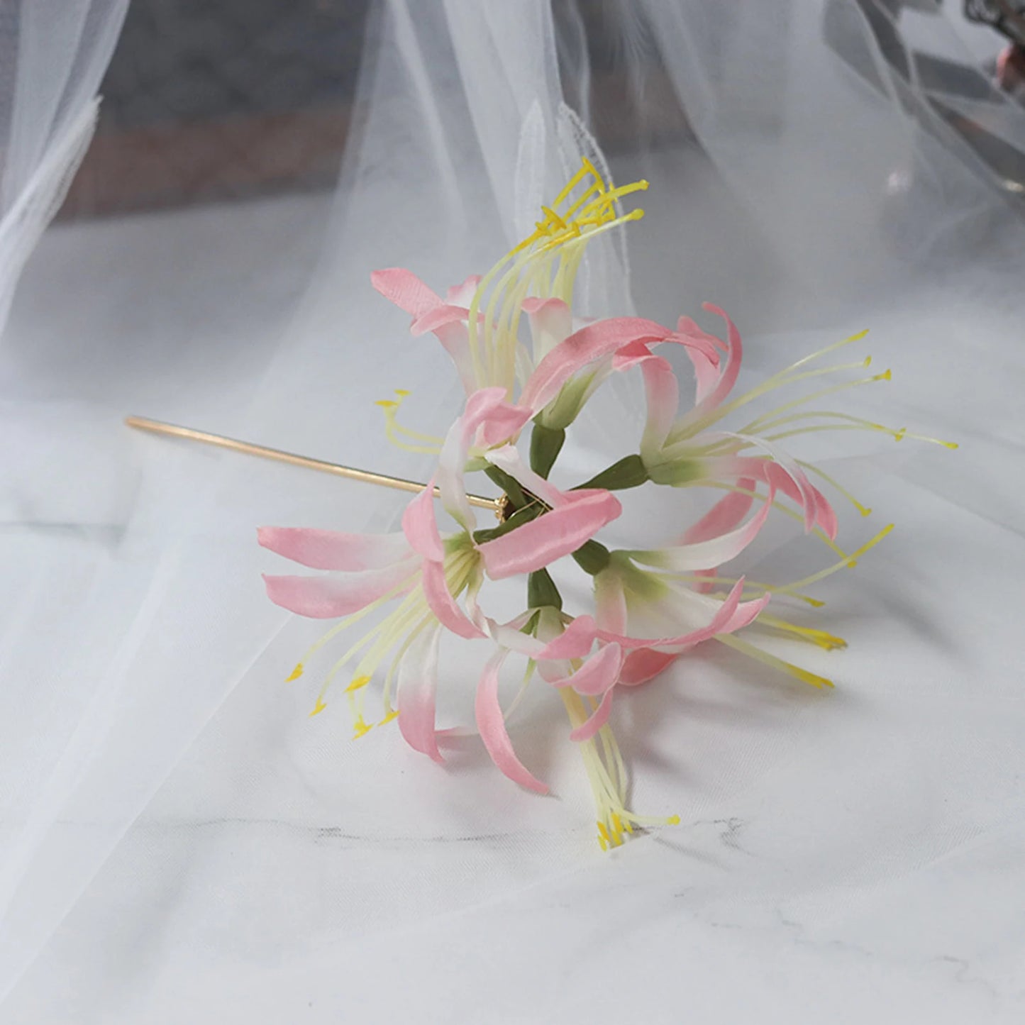 Chinese Hanfu Hair Accessories Red Flower Long Tassels Hair Clip Hairpins Barrettes Vintage Dress Accessories Headwear Jewelry