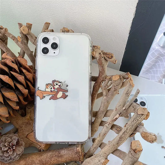 Lovely Chip 'n' Dale Grab an apple Phone Case For iPhone 16 15 14 13 12 11 Pro Max XR XS Max 78 Plus MiNi Y2K Cute Kawaii Cover