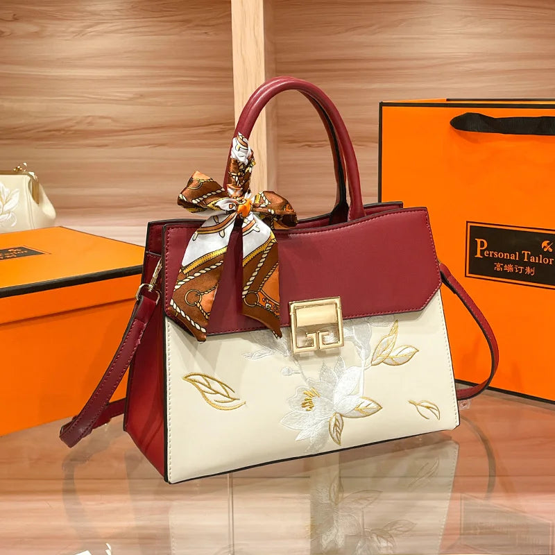 Elegant mother Embroidered Women's Bag Fashion Crossbody bags Style Versatile Large Capacity Shoulder Handbag Designer Bag 7