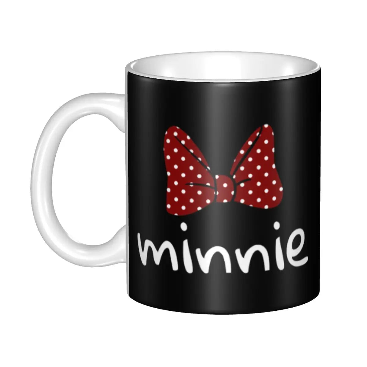 Cartoon Minnie Red Pink Coffee Mugs DIY Custom Polka Dot Bow Mouse Ceramic Mug Cup Creative Present