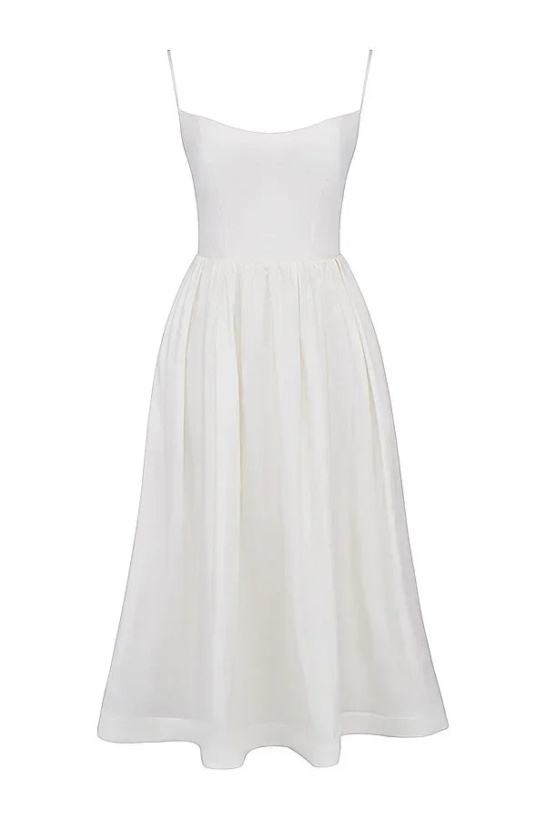 2025 Women's Dresses Pink Elegant and Pretty Midi White Vacation Dress Spaghetti Strap Beach Dress A Line Party Dresses