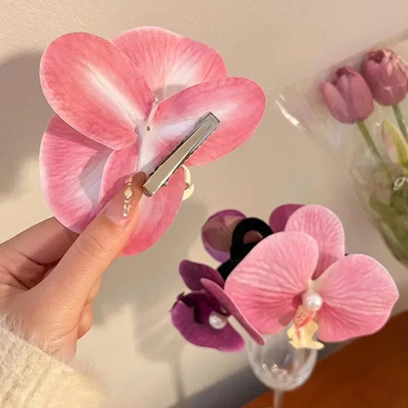 Bohemian, Atmospheric, Butterfly Orchid Edge Clip, Gripper Clip, Photography, Flower Shape, Headwear and Hair Accessories