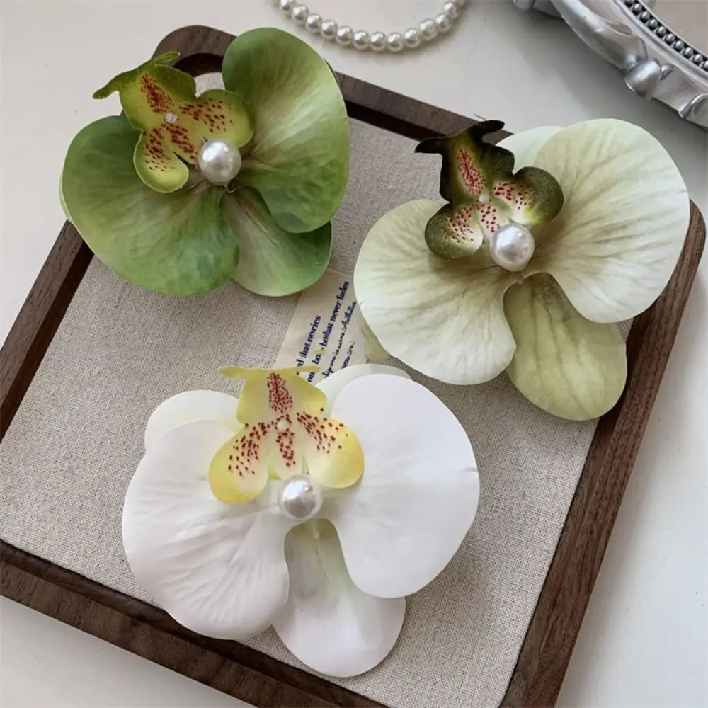 Pince à cheveux en forme de fleur d'orchidée rose, ornement pour cheveux, accessoires pour cheveux, barrettes bohèmes, barrettes latérales, coiffe, épingle à cheveux en forme d'orchidée