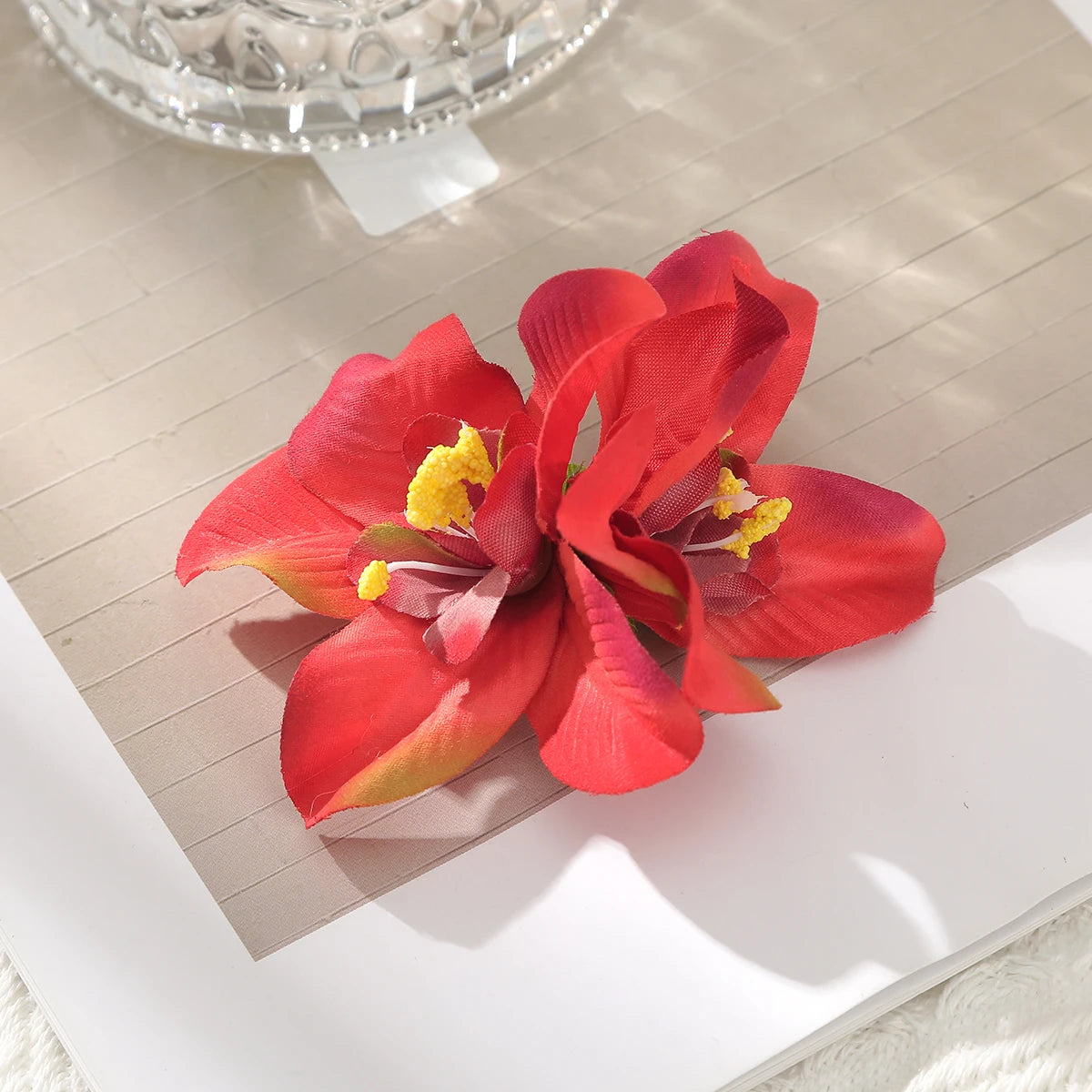 AWAYTR Cattleya Flowers Hairpin Artificial Floral Hair Clips Valentine Headwear Girl Hair Accessories Mother's Day Gift