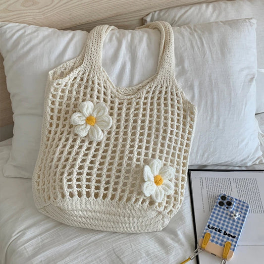 Sac à bandoulière tricoté pour femme, fourre-tout tendance, grande capacité, pour la plage, l'été, léger, décontracté, avec poignée supérieure, chic, hobo