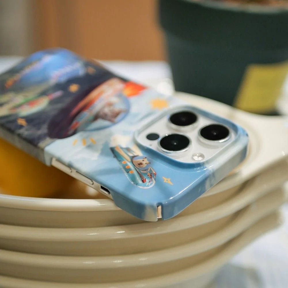 Ins Space Cat Blue Sky Magnetic Case for IPHONE 16 15PRO MAX 14 13 PRO 13 PRO MAX 15 15PLUS 12 Acrylic Hard Mobile Phone Cases
